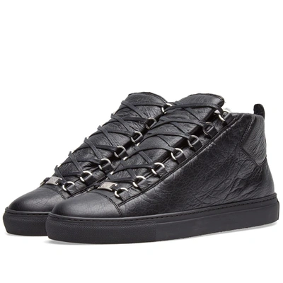Balenciaga Arena Grained Leather Trainers In Black | ModeSens