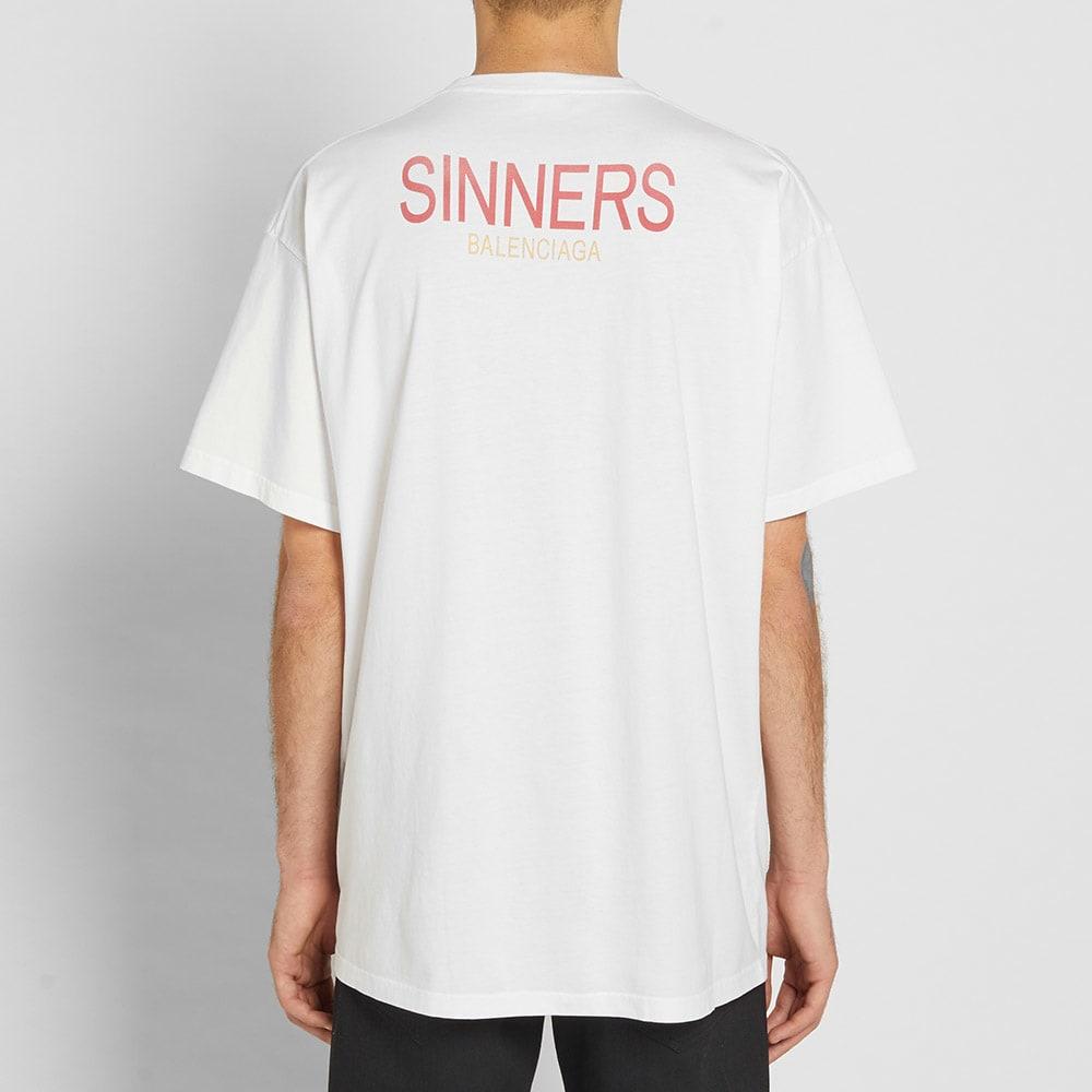 Balenciaga Sinners Print Logo Tee In White | ModeSens