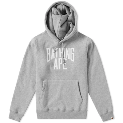 Shop A Bathing Ape Nyc Logo Heavyweight Pullover Hoody In Grey