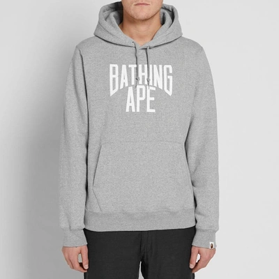 Shop A Bathing Ape Nyc Logo Heavyweight Pullover Hoody In Grey