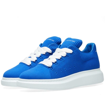 Shop Alexander Mcqueen Wedge Sole Knit Sneaker In Blue