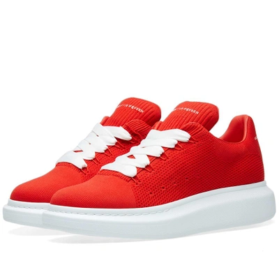 Shop Alexander Mcqueen Wedge Sole Knit Sneaker In Red