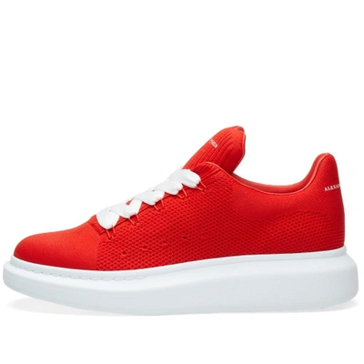 Shop Alexander Mcqueen Wedge Sole Knit Sneaker In Red