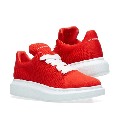 Shop Alexander Mcqueen Wedge Sole Knit Sneaker In Red