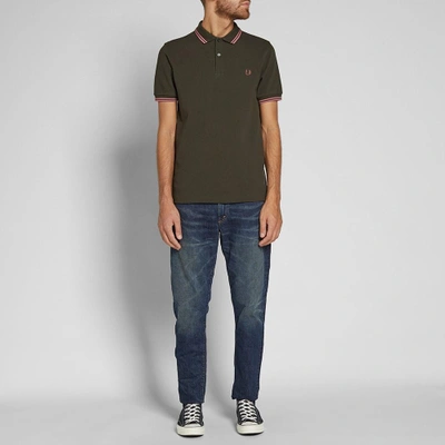 Shop Fred Perry Slim Fit Twin Tipped Polo In Green