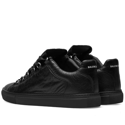 Shop Balenciaga Arena Leather Low Sneaker In Black