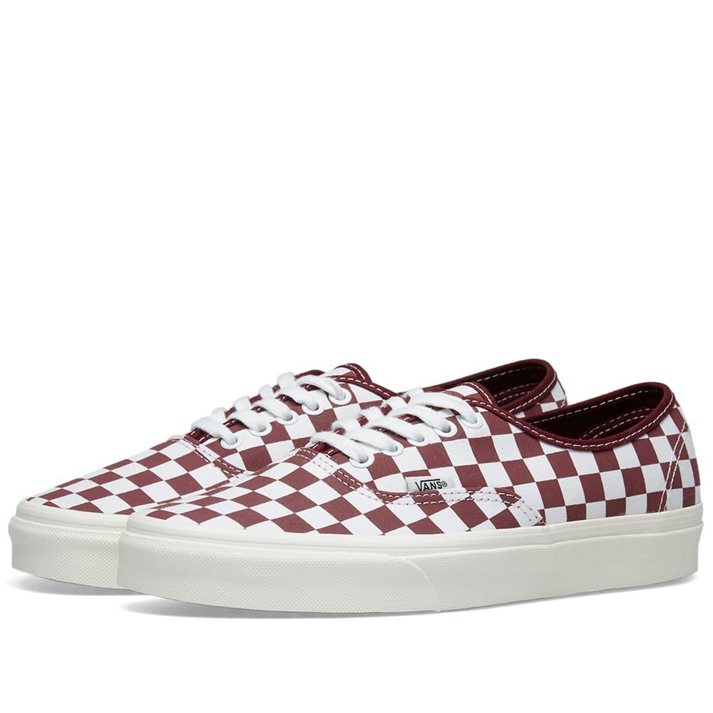 burgundy and white checkered vans