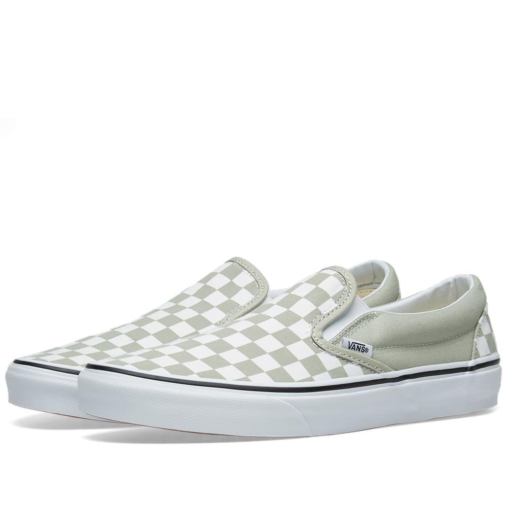 green checkerboard slip on vans