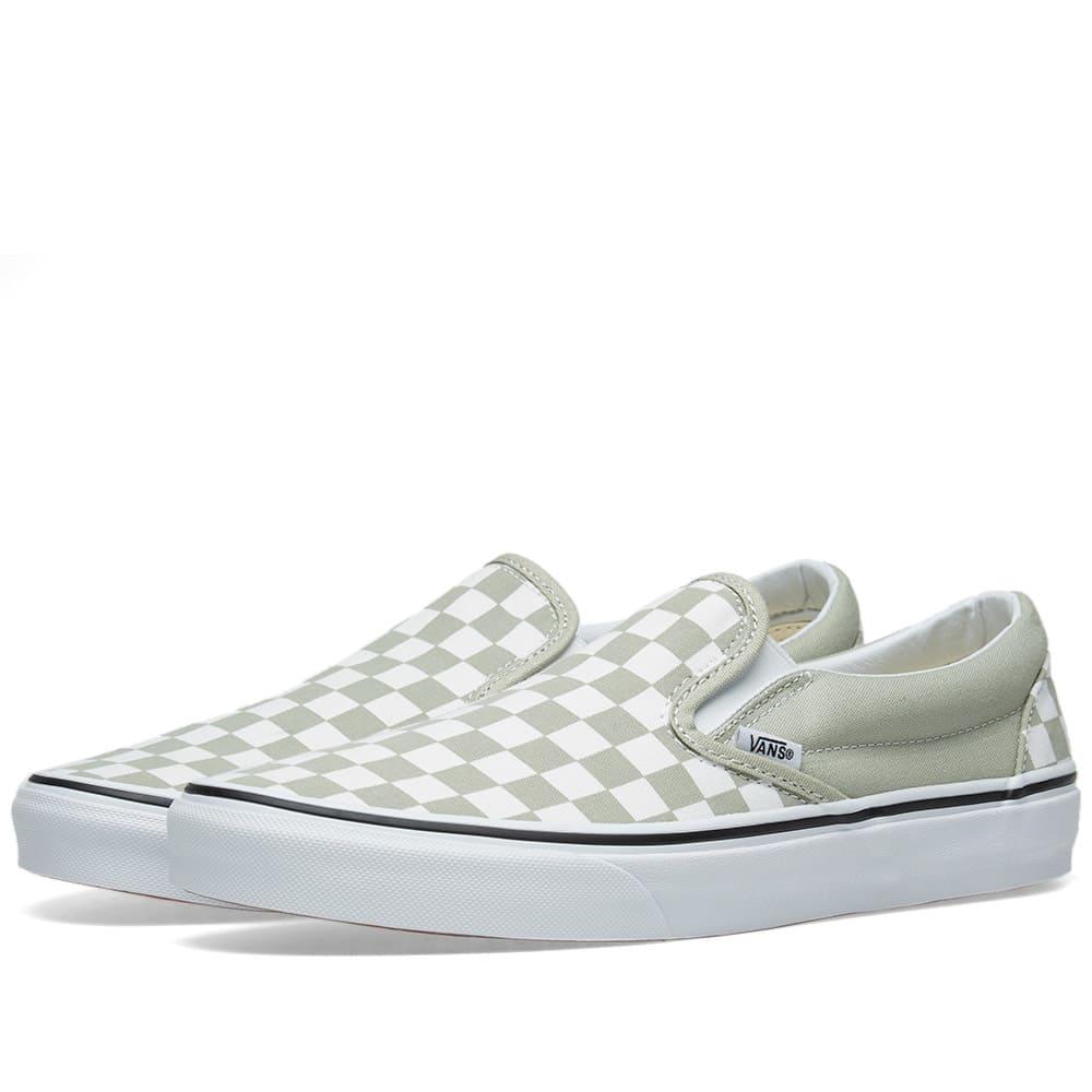 Vans Classic Slip On Checkerboard In Green | ModeSens