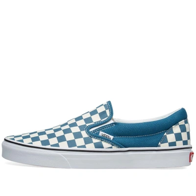 Shop Vans Classic Slip On Checkerboard In Blue