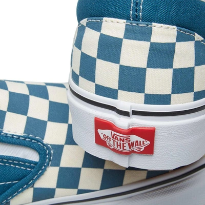 Shop Vans Classic Slip On Checkerboard In Blue