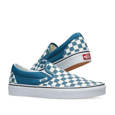 Shop Vans Classic Slip On Checkerboard In Blue
