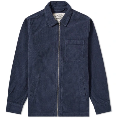 Shop Portuguese Flannel Fecho Corduroy Zip Shirt Jacket In Blue