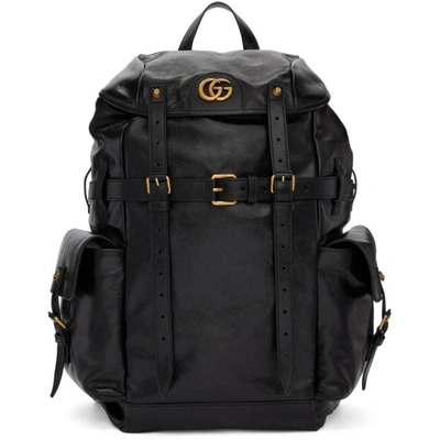 Shop Gucci Black Multi Pocket Flap Backpack In 1000 Black