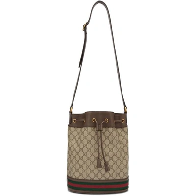 Shop Gucci Brown Gg Supreme Ophidia Bucket Bag In 8745 Brown