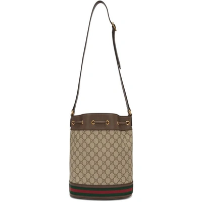 Shop Gucci Brown Gg Supreme Ophidia Bucket Bag In 8745 Brown