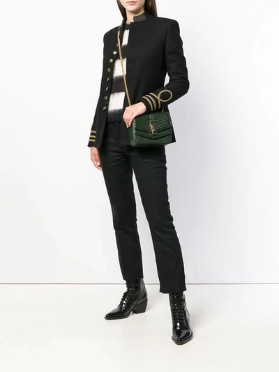 Shop Saint Laurent Sulpice Small In Quilted Lambskin In Green