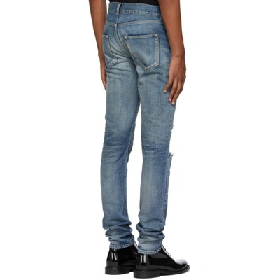 Shop Saint Laurent Blue Low-rise Skinny Jeans In 4512 Blue
