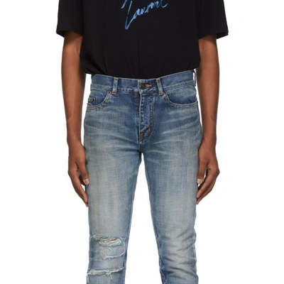 Shop Saint Laurent Blue Low-rise Skinny Jeans In 4512 Blue