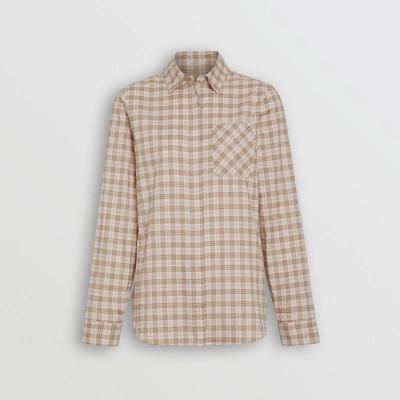 Shop Burberry Check Cotton Shirt In Ice Pink