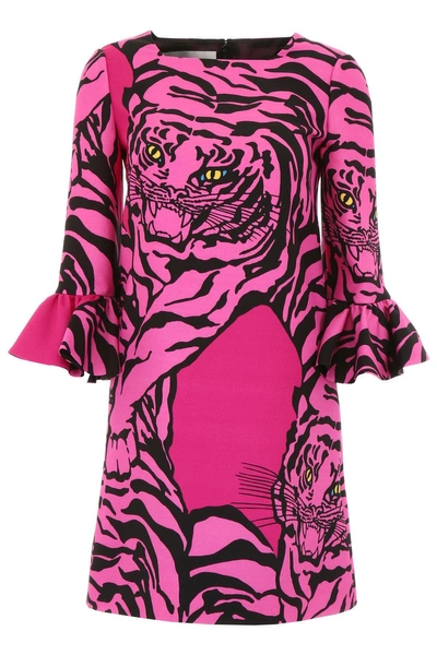 Shop Valentino Tiger Dress In Disco Pinknero