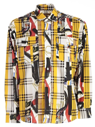 Shop Burberry Archive Scarf Print Shirt In Astone Ip Ptn