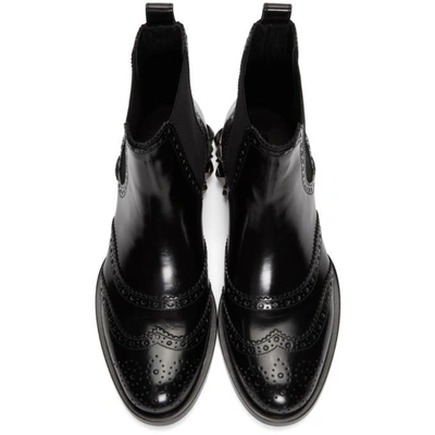 Shop Dolce & Gabbana Dolce And Gabbana Black Nappa Brogue Boots In 80999 Black