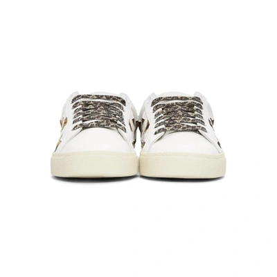 Shop Saint Laurent White Leopard Stars Court Classic Sneakers In 9299 White