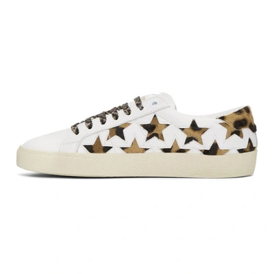 Shop Saint Laurent White Leopard Stars Court Classic Sneakers In 9299 White