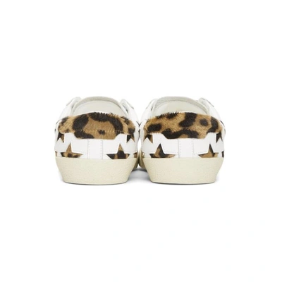 Shop Saint Laurent White Leopard Stars Court Classic Sneakers In 9299 White