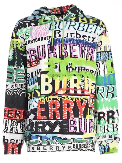 Shop Burberry Oversized Logo Print Hoodie In Abright Green Ptn