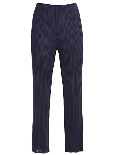 Shop Issey Miyake Straight Leg Trousers In Navy