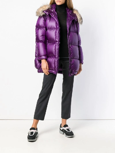 Shop Prada Puffer Jacket - Purple