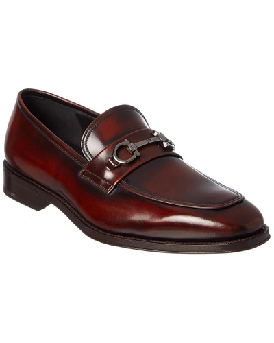Shop Ferragamo Leather Loafer In Red