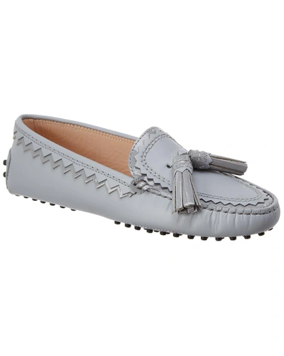 Shop Tod's Gommino Leather Driving Shoe In Grey