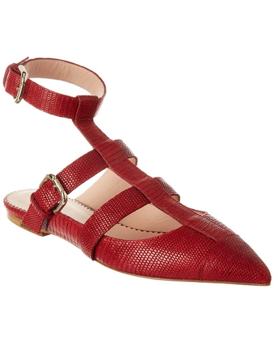 Shop Red Valentino Pixiered Leather Ballerina Flat In Red
