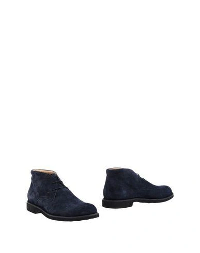 Shop Tod's Man Ankle Boots Blue Size 7.5 Soft Leather