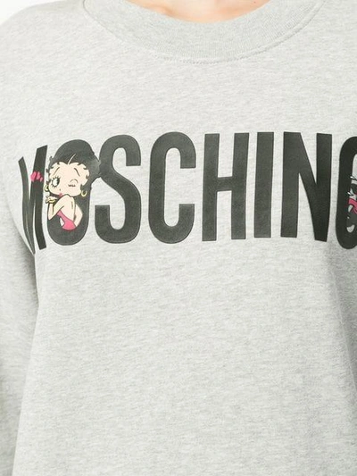 Shop Moschino Logo Sweatshirt Dress - Grey