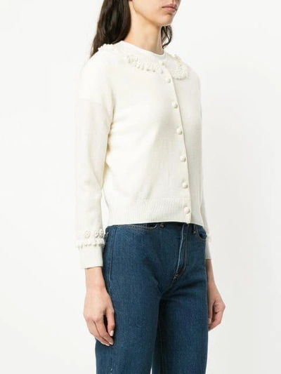 Shop Barrie Romantic Timeless Cashmere Cardigan - White