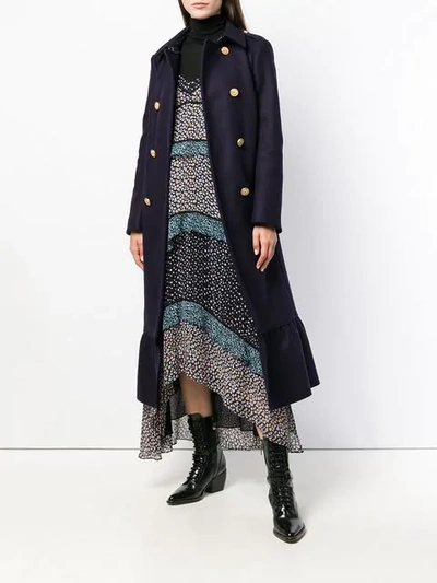 Shop Red Valentino Double-breasted Flared Coat In Blue