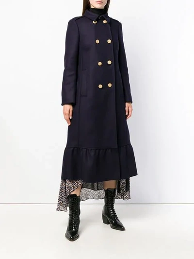 Shop Red Valentino Double-breasted Flared Coat In Blue