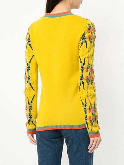 Shop Barrie Chessboxing Cashmere Cardigan In Yellow