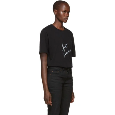 Shop Saint Laurent Black Signature Logo T-shirt