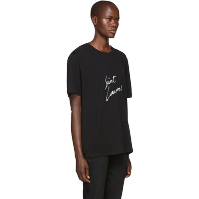 Shop Saint Laurent Black Signature Logo T-shirt