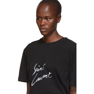 Shop Saint Laurent Black Signature Logo T-shirt