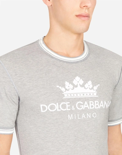 Shop Dolce & Gabbana Cotton T-shirt With Print In Grey