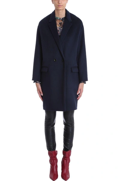 Shop Isabel Marant Filipo Oversized Blue Wool And Cashmere-blend Coat