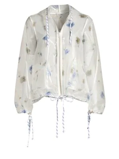 Shop Ganni Petunia Transparent Zip Jacket In White