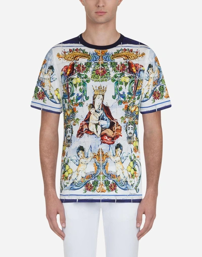 Dolce & Gabbana Printed Cotton T-shirt In Majolica Print | ModeSens