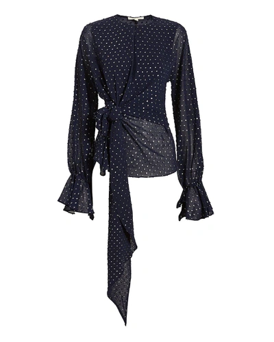 Shop Jonathan Simkhai Metallic Wrap Blouse